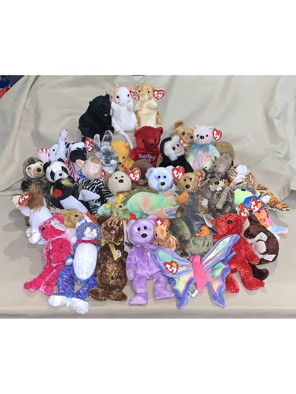 Ty Beanie Babies Plush Lot Assorted Stuffed Animals w/ Tags Hard Rock Cafe
